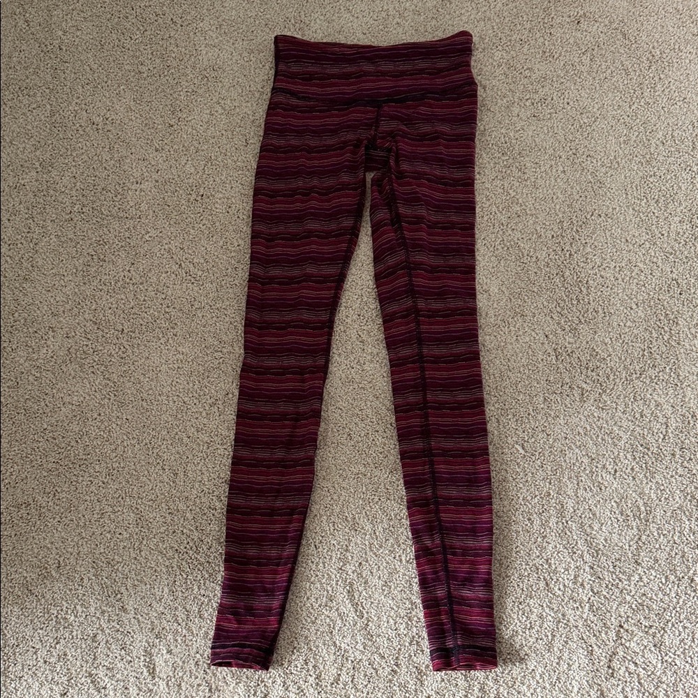 Lululemon Striped Leggings - Burgundy and red size 4